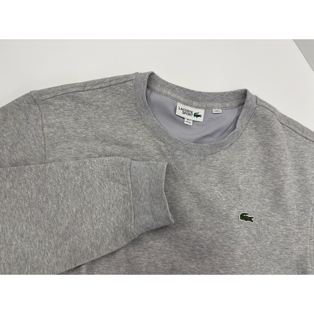 Lacoste SPORT Men's Cotton Blend Fleece Gray Crewneck Sweatshirt, Size 7, XXL